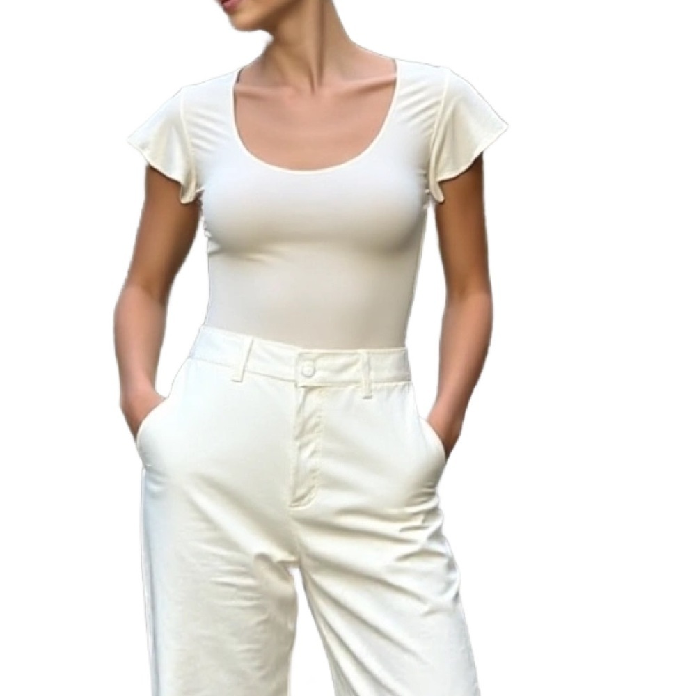 Mexx Cream Bodysuit with Ruffle Sleeve Size XS